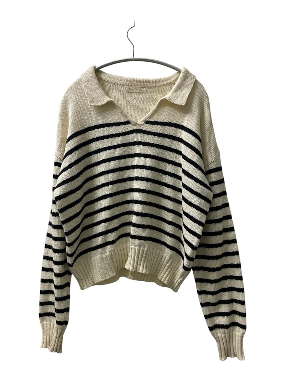 Rylee + Cru Ivory and Black Striped Sweater